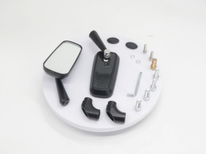 Pair Carbon Design Short Stem CNC Aluminum Alloy Rear View Mirrors Clear Lens Universal Motorcycle Mirrors