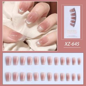 Internet Celebrity Wear Short Nail Show White Silver Asterism Rhinestone Accessible Luxury Fancy Sweet Cool Style Manicure Fake Nail Patch