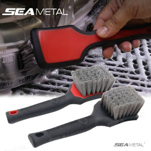 SEAMETAL Car Tire Wheel Cleaning Brush Car Wash Brush Medium Soft Nylon Short Handle Steel Ring Floor Mat Fabric Decontamination Brush
