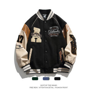 Mr. WH American Style Baseball Jacket Mens Spring Autumn High Sensation Super Good Looking Outerwear Couple Splice Jacket Trendy