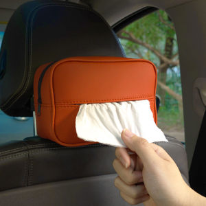 2024 New Arrival Leather Car Tissue Box Automotive Sun Louver Car Armrest Box Accessible Luxury Classy Car Tissue Box