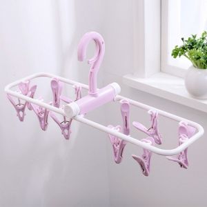 12-Clip Thickened Foldable Multifunctional Hanger Clothes Rack Hang the Clothes Socks Hanger Windproof Clothespin