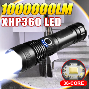Powerful 36-cell XHP360 LED Flashlights High Power Rechargeable Torch 1000000LM Super Bright Flashlight Hunting Tactical Lantern