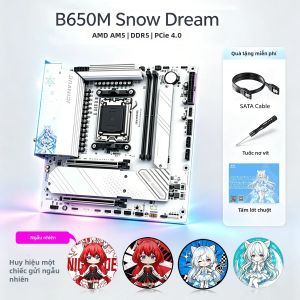 JGINYUE | Mainboard JINGYUE B650M Snow Dream Socket AM5 DDR5 PCIe 4.0 LAN 2.5G 19 Pha M-ATX Màu Trắng Dành Cho Ryzen 7000/8000/9000 Hỗ Trợ ARGB
