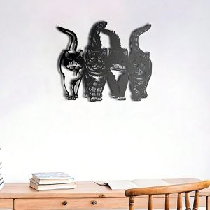 CIFbuy | Tranh Treo Tường Kim Loại Hình Mèo Tinh Nghịch Chống Gỉ Trang Trí Bằng Sắt Hình Mèo Cho Phòng Khách Mang Phong Cách Nghệ Thuật.