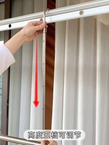 clothes rack hanging rack telescopic Stainless Steel Extendable Balcony Outdoor Drying Rack Ceiling-Mounted Fixed Windproof Single Pole