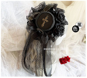 Gothic Dark Red Blue Versatile Lolita Little Hat Headwear Hair Accessory Fashionable Lace Edge Clip-In Jewelry