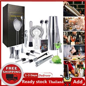 Bartender Kit 22-Piece Cocktail Shaker Set，Professional Accessory Stainless Steel Bar Tools， 750ml/600ml Shaker with AccessoriesBarman KitClean Brush Recipe，  Ideal as Gift or for Home