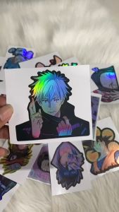 Stiker Hologram Anime GOJO SOTARU Jujutsu Kaisen ukuran 8 cm