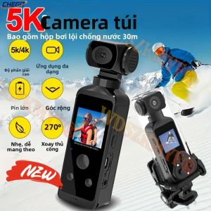 Camera Bỏ Túi Mini 5K/4K Thực Thụ Với WiFi 270 °   Hộp Đựng Chống Nước Có Thể Xoay Được Cho Máy Quay Phim Thể Thao Ngoài Trời Máy Ghi Hình DV Di Động