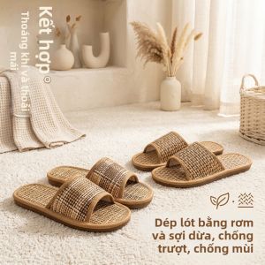 Jiaxun | Dép Trong Nhà Chống Hôi Bằng Rơm Dệt
