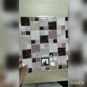 ABS Wallpaper Kitchen Bathroom 3D Tiles Sticker Waterproof Shiny Home Wall Decoration Peel And Stick Hiasan 家居装饰 即剥即贴