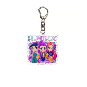 Mini K-pop Demon Hunters Keychain Golden Idol Rumi Zoey Jinu Mira Tiger Acrylic Hanging Pendant Keyrings Fans Accessories Gifts