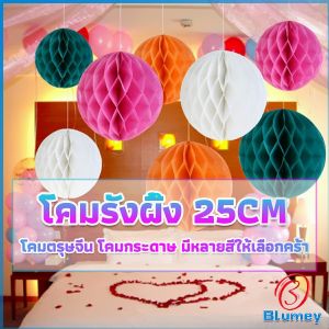 Blumey โคม พู่ แขวน กระดาษรังผึ้ง ปอมปอม 25cm party supplies