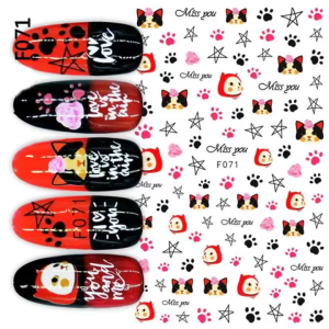 Miếng Dán Trang Trí Móng Tay Hình Mèo Dễ Thương F071 – Decal Nail Art “Miss You” Cho Nữ Dễ Dán Bền Đẹp