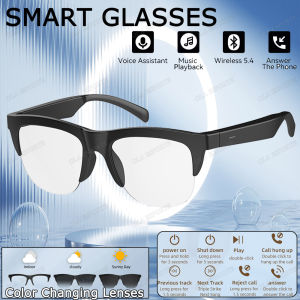 2026 Photosensitive Color Change Smart Glasses Bluetooth Voice Calls Control Music UV Polarized Sunglasses Headphone Glasses Man
