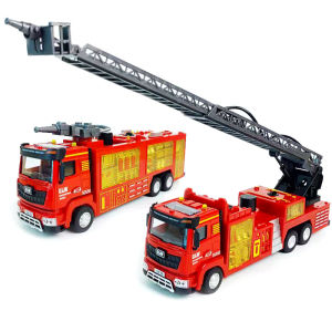 1:40 2 Styles Simulation Light and Sound City Fire Ladder Truck Alloy Fire Rescue Construction Car Vehicle Toys for Children Kid