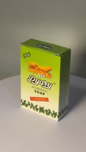 Pyary Ayurvedic Turmeric Soap Natural Herbal Skin Soap Whitening Brightening Lightening Dark Spot Acne Pimple Remover Blemish Control Glowing Skin Antibacterial Antifungal Face and Body Cleansing Soap Organic Turmeric Extract Niacinamide Moisturizing