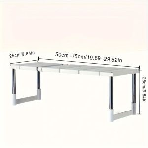 Adjustable Under Sink Storage RackExpandable Kitchen & Bathroom Cabinet Organizer Durable Space-Saving Multi-Layer Pot Holder