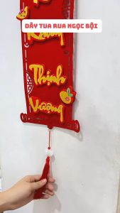 Dây Đồng Tâm Kết Cổ Trang-Tua Rua Gắn Đèn Lồng Vải May Mắn Tài Lộc Treo Cành Đào Mai Trang Trí Tết