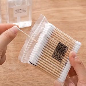 Tăm bông thân gỗ bịch 100 que Tăm bông lấy ráy tai thân thiện với môi trường