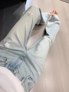 Slim Fit High Waist Wide Leg Jeans Womens Thin Jeans Summer Washed Light Color Loose Long Trousers Versatile Floor Length