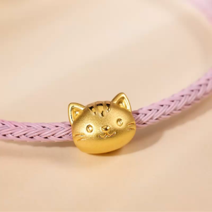 Chow Sang Sang  周生生 999 Gold Charme Kitty Cat Charm for Women & Men 96350C  [Bracelet not included]