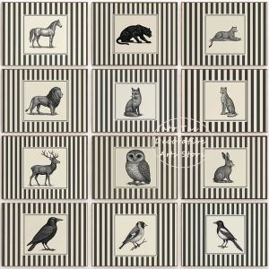 Black and White Striped Line Animal Tiger Lion Rabbit Pattern Posters Child Prints Canvas Paintings Wall Art Pictures Home Decor