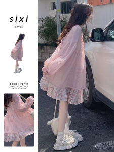 Elegant French Style Floral Print Dress Womens Premium Quality Fashionable Autumn Dress Skirt with Belt Korean Version Long Sleeve