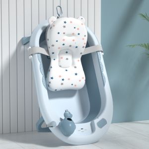 New Foldable Baby Bath Tub with Thermometer Sensory Children Bath Barrel Bathing Bucket Bed Curtain Pull Cart Baby Care Products