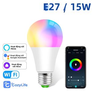 Bóng Đèn LED WiFi Thông Minh E27 12W/15W/18W RGB CW Điều Khiển Bằng Ứng Dụng Tương Thích Với Alexa Google Assistant Cho Phòng Ngủ CozyLife 85-265V
