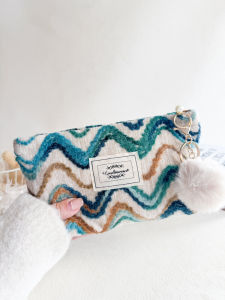 Travel Cosmetic Bag High Capacity Portable Handbag Style Stripe Pattern Storage Pouch for Lipstick And Coins Autumn Winter