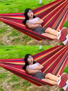 Thick cloth quality hammock/duyan for adult makapalwith ropefor baby/beachcampinghikingbedrestblueredindooroutdoorBINLU