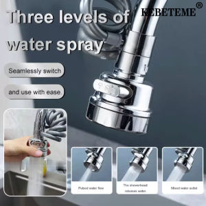 KEBETEME 3 Modes Rotatable Water Saving Kitchen Faucet Extender High Pressure Splash-Proof Nozzle Tap Adapter Sink Filter