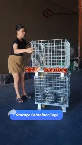 Storage Cages Heavy Duty Galvanized Foldable Mesh Rolling Storage Pallet Cage/ Mesh Box Wire Container For Warehouse