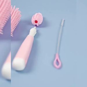 แปรงขวดหมุนได้ 3 ชิ้น Pacifier Brush ฟางทารกล้างขวดชุดแปรงทําความสะอาดเด็ก