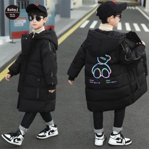 Thickened Cotton Jacket for Boys Winter Clothes Red Lucky Year Hooded Coat Childrens Fashionable Boys Clothes Casual Style