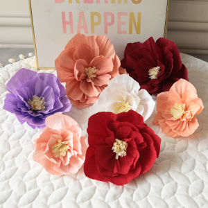 Wedding Decoration Crumpled Paper Flowers 3D Simulation Flower Art Kindergarten Graduation Decorations Bedroom Party Supplies