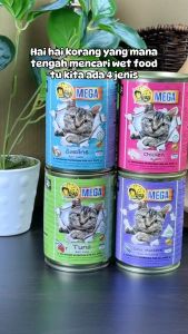 [4XKALI] MAKANAN KUCING MEGA CAT DALAM TIN 400G-TUNA.SARDINE SABA MACKEREL CHICKEN