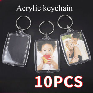 10Pcs Transparent Acrylic Keychain DIY photo insert Key Chain Photo Frame Pendant Key Ring for Gift