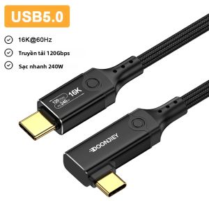 Cáp USB Type C Thunderbolt 5 PD 240W Truyền Dữ Liệu Nhanh 120Gbps Hỗ Trợ Video 16K 60Hz Cho iPhone 16 17 Máy Tính Bảng Laptop - Cáp Sạc