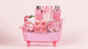 Luxury Home Spa Gift Box With Cherry Blossom & Jasmine-Complete Bath & Body Set with Body LotionShampoo BarBath SaltShower GelBubble BathSoap