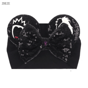 2024 Disney Christmas Mouse Ears Headwrap For Baby Festival Sequin 5"Bow Headband Turban Birthday Party DIY Hair Accessories
