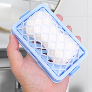 กล่องเก็บของพร้อมกับสบู่สำหรับท่องเที่ยว1/2ชิ้นผ้าตาข่ายตีฟองกล่องโฟมแฮนด์ฟรีที่บ้านสบู่ห้องน้ำ