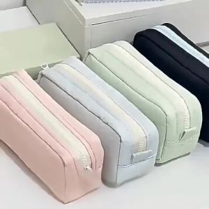 【Simplicity Solid Color Pen Bag Zipper Large Capacity Pencil Case Portable Stationery Organizer Office Back To School】