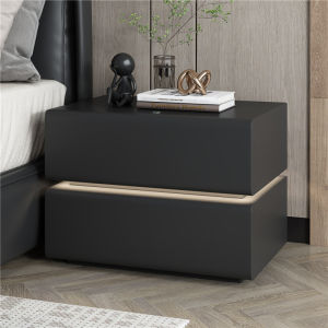 Solid Wood Bedside Cabinet Minimalist Modern Light Luxury Internet Celebrity Smart Suspension Black Master Bedroom Hanging Cabinet Ins Cream Style