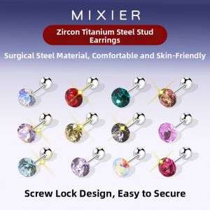MIXIER | Shiny Colorful Zircon Earring Screw-back Ear Pin