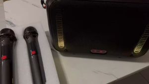 ลำโพงบลูทูธไร้สายขนาดใหญ่พิเศษคุณภาพสูงพร้อมไมโครโฟนคู่ คาราโอเกะ รองรับการเชื่อมต่อ Bluetooth USB TF card AUX link TV