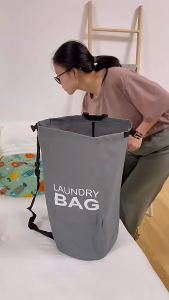 71L Laundry Bag Laundry Basket Room Organizer Backpack with Adjustable Shoulder Straps and Pocket Clothes Hamper