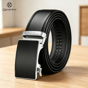 OKIMY Men’s Belt Business Leisure Belt Stylish Automatic Buckle Belt Second-layer Cowhide Waistband Length Can Be Cut Youth Belt Stylish Simple Nice Waistband Durable Belt